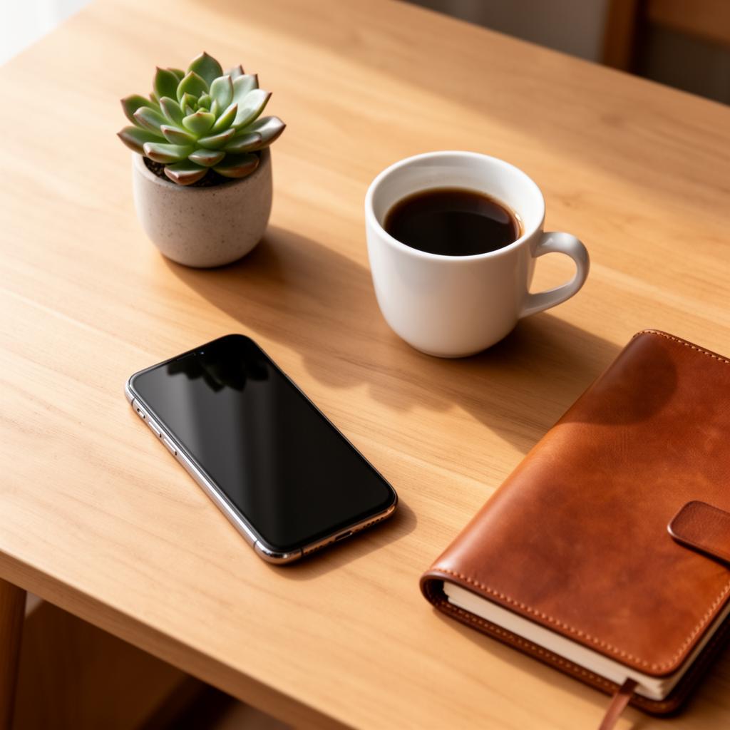 A customer using a mobile banking app at a cafe